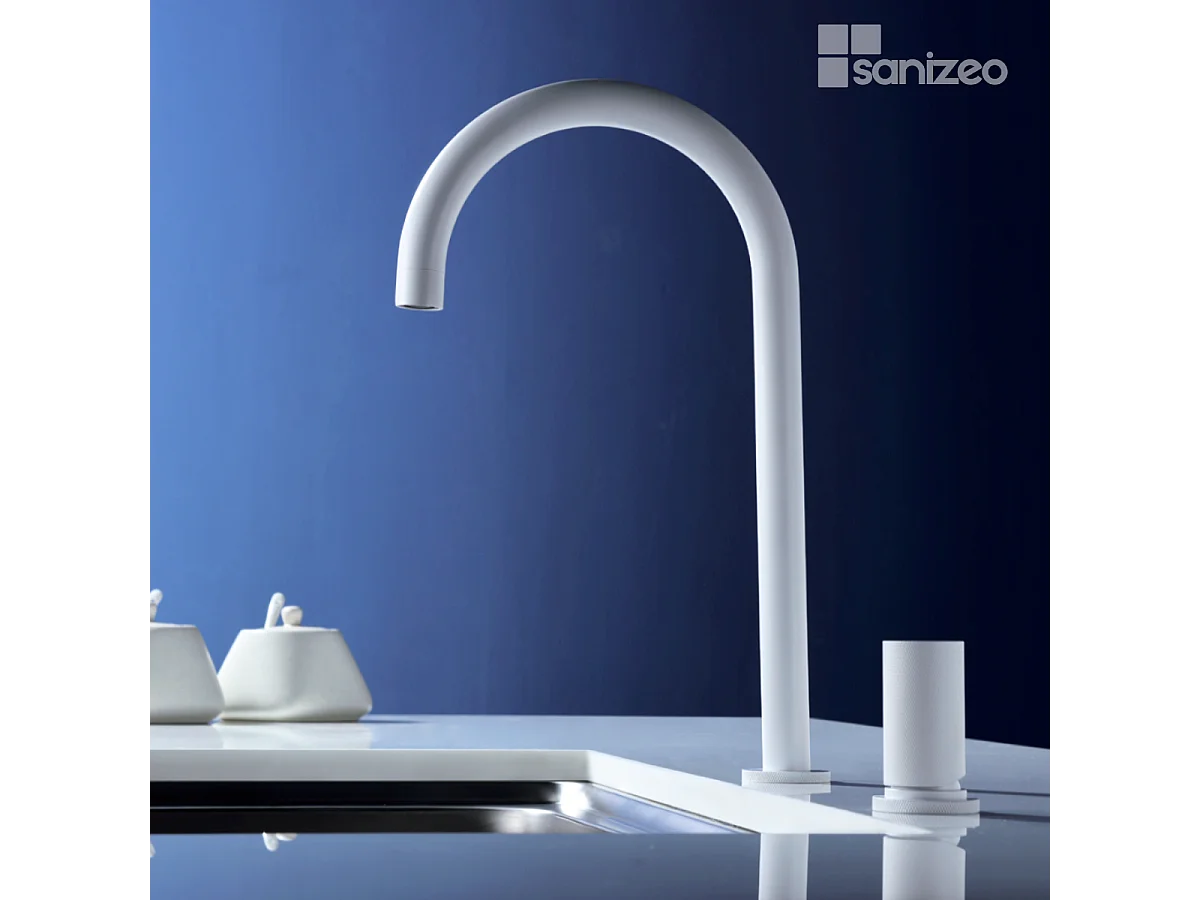 Mitigeur Évier Cuisine blanc mat - Design moderne – MANACOR IMEX