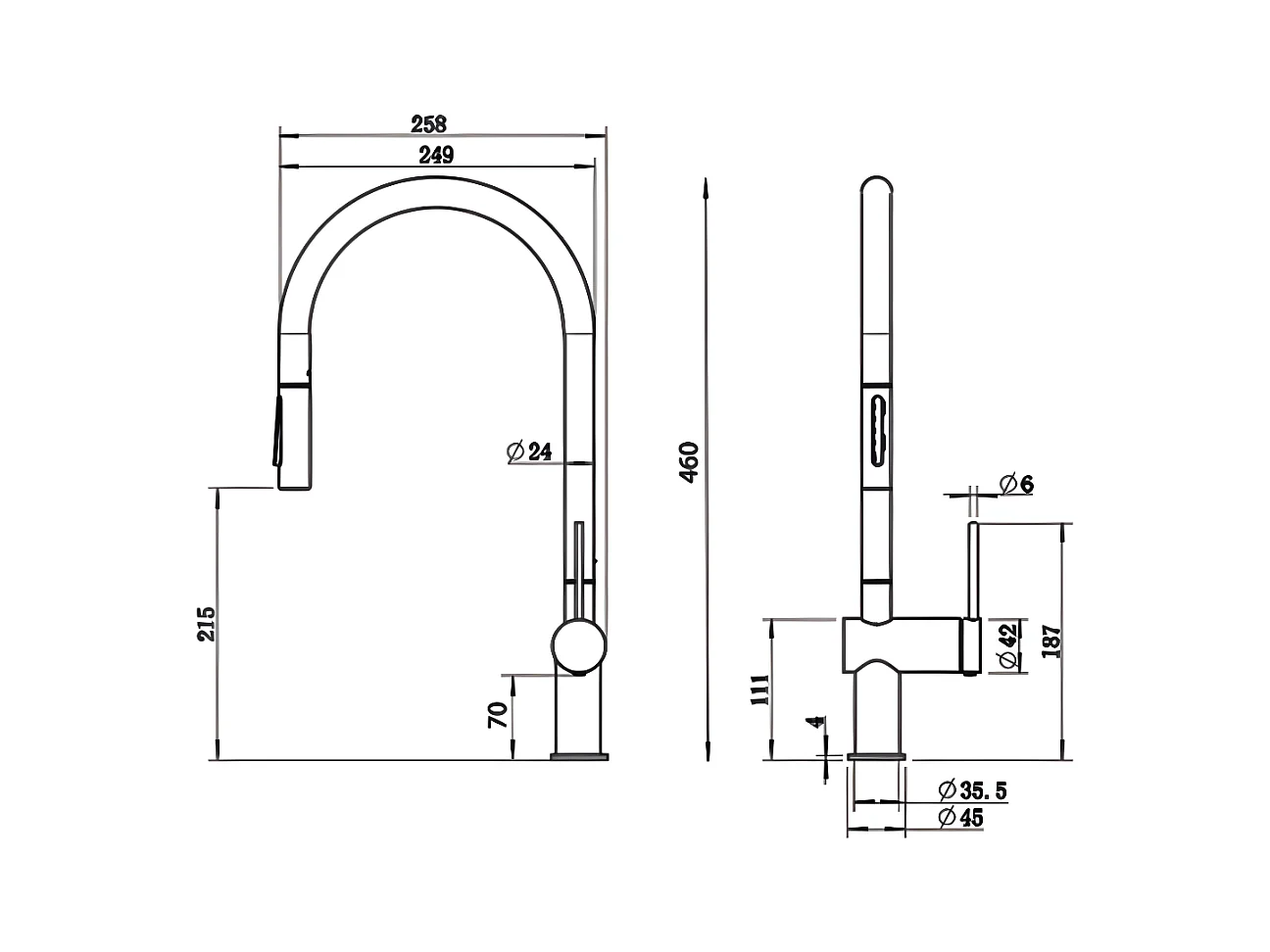 Mitigeur Évier Cuisine avec douchette extractible or brossé - Design moderne – BERNA IMEX