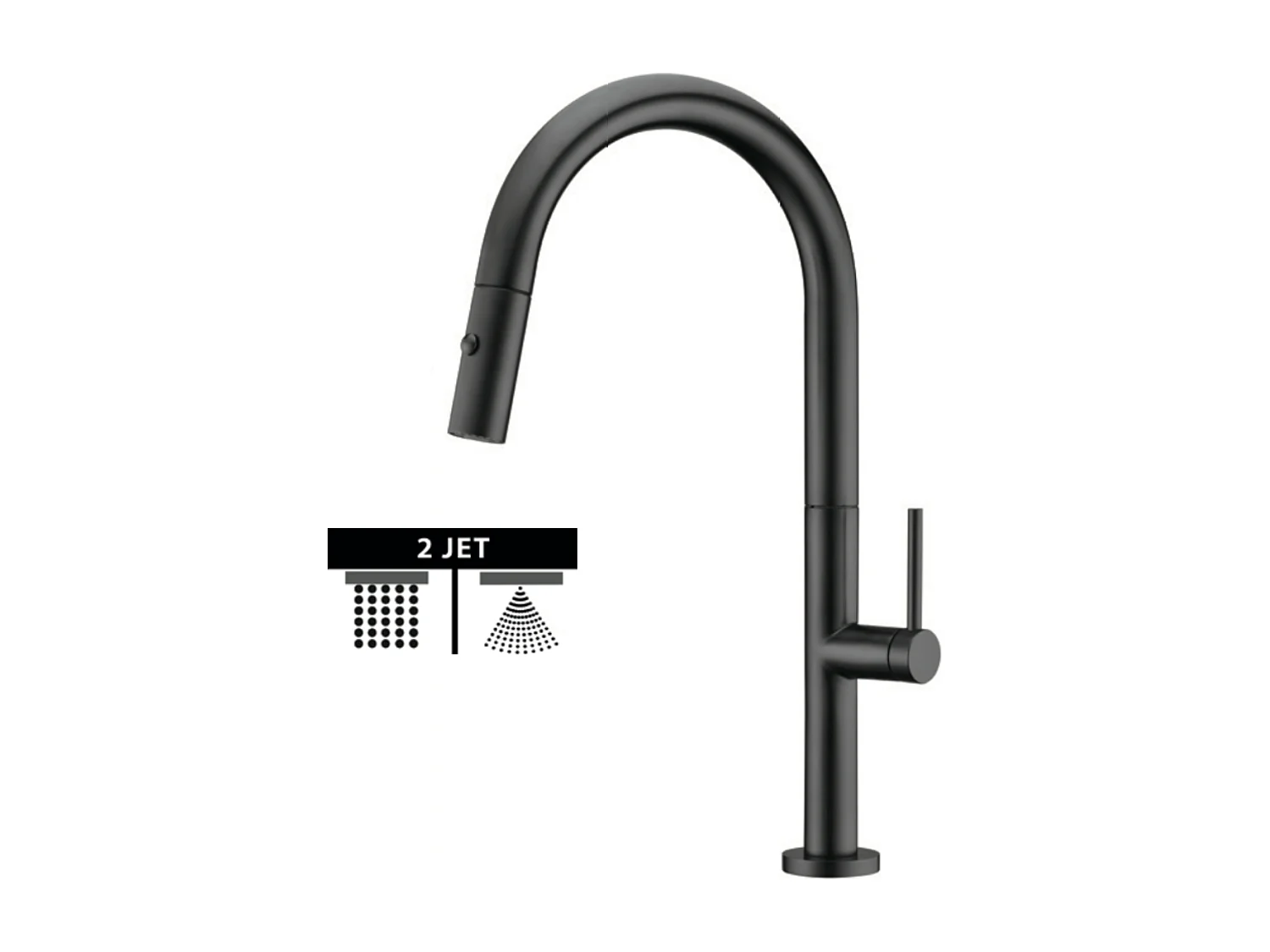 Mitigeur Évier Cuisine avec douchette extractible noir mat - Design moderne – SAMOA IMEX