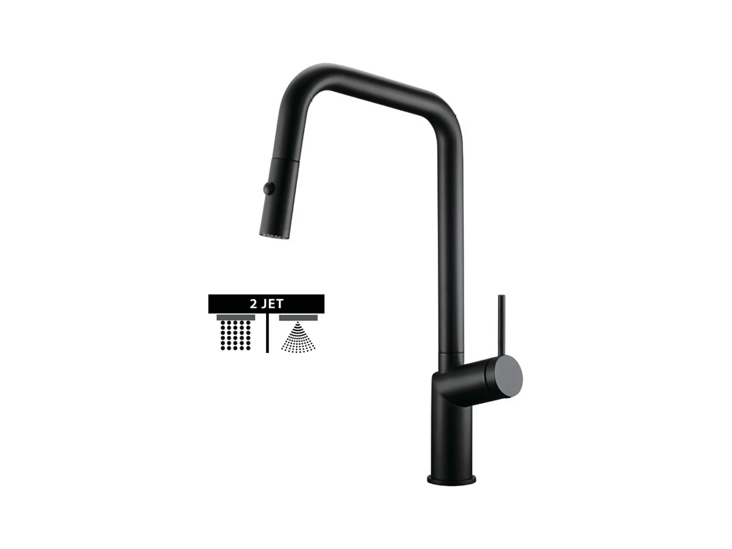 Mitigeur Évier Cuisine avec douchette extractible noir mat - Design moderne – BONN IMEX