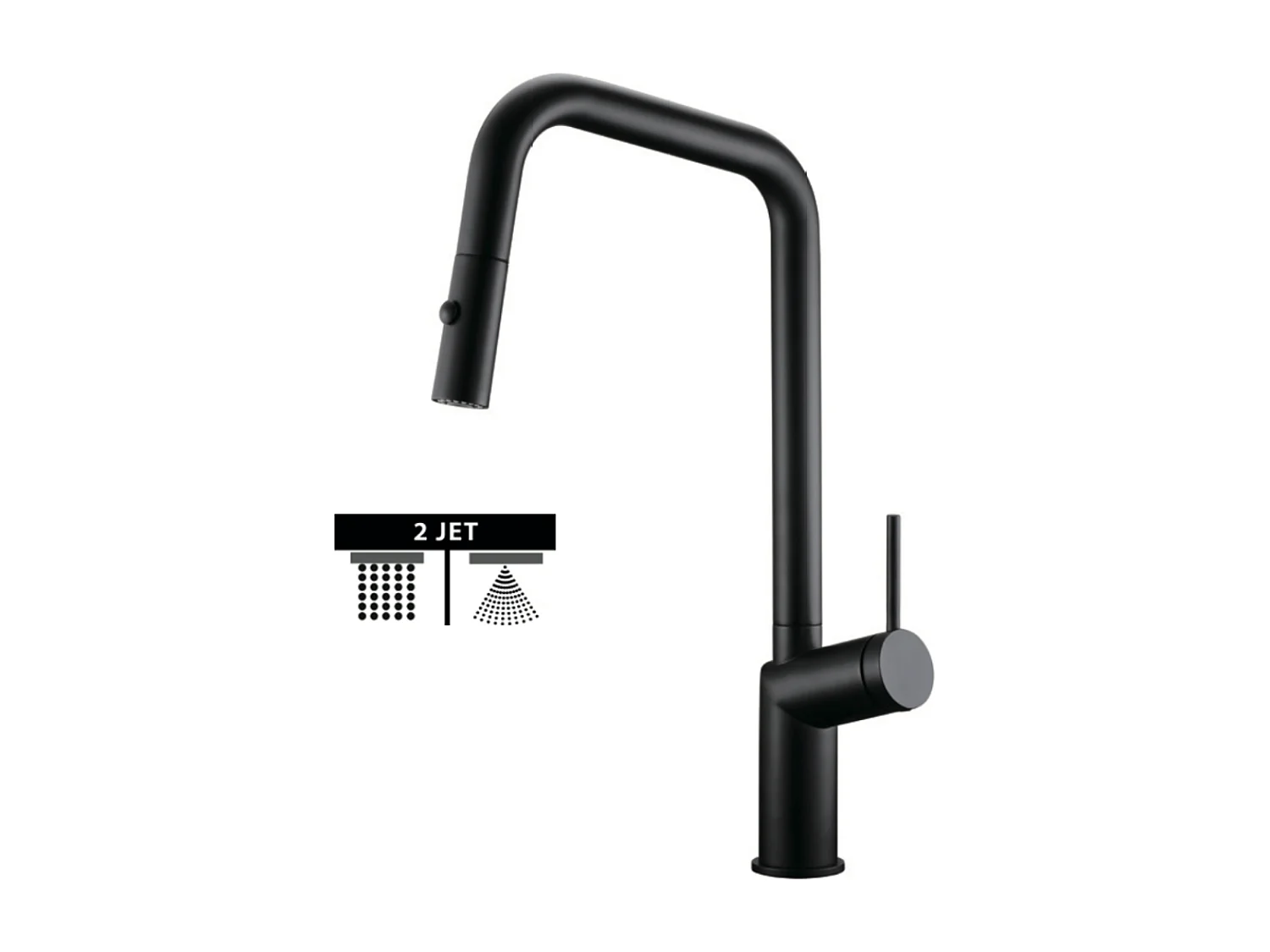 Mitigeur Évier Cuisine avec douchette extractible noir mat - Design moderne – BONN IMEX