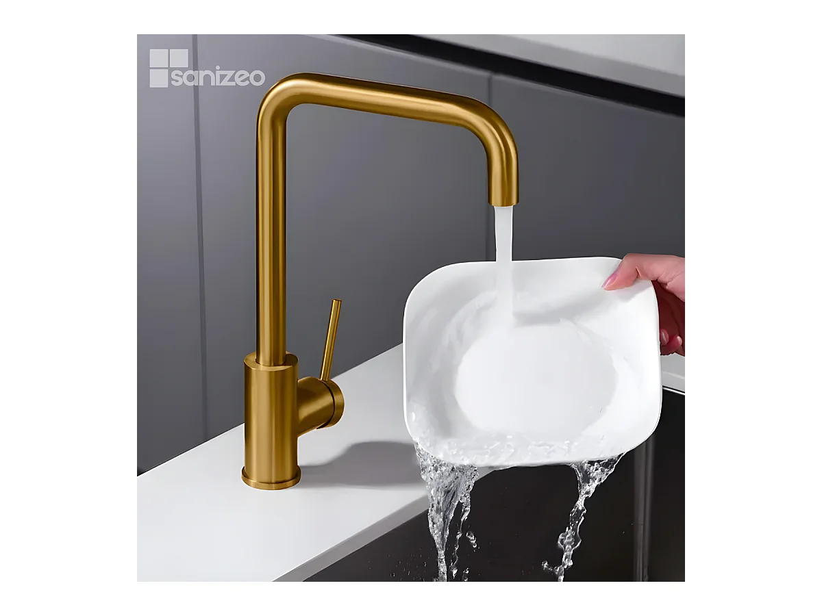 Mitigeur Évier Cuisine or brossé - Design moderne – LOIRA IMEX