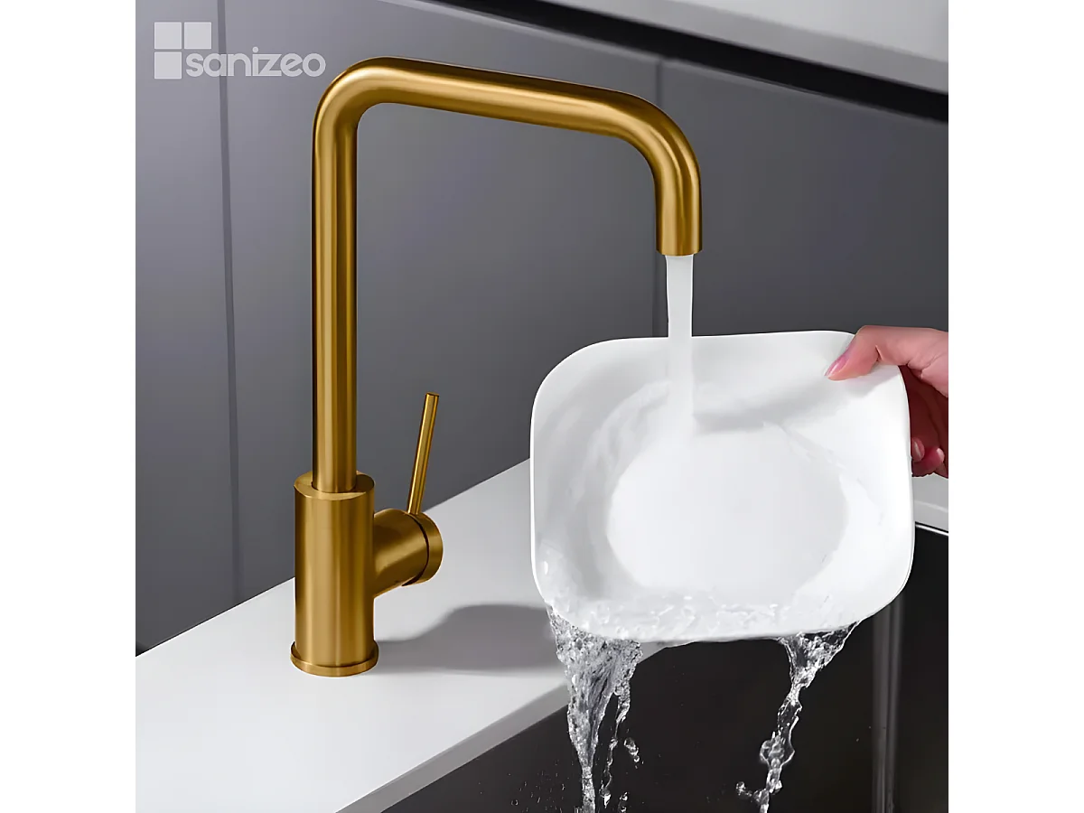 Mitigeur Évier Cuisine or brossé - Design moderne – LOIRA IMEX