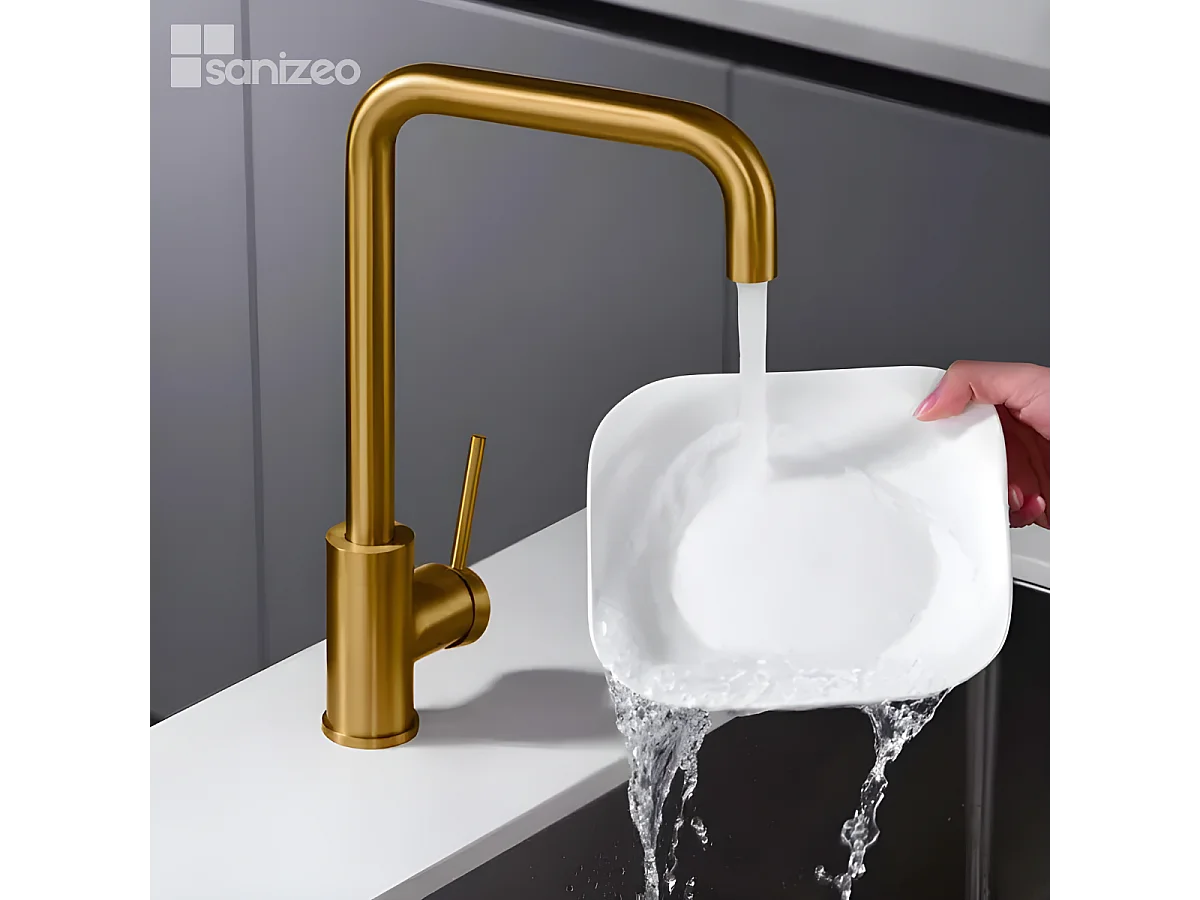 Mitigeur Évier Cuisine or brossé - Design moderne – LOIRA IMEX