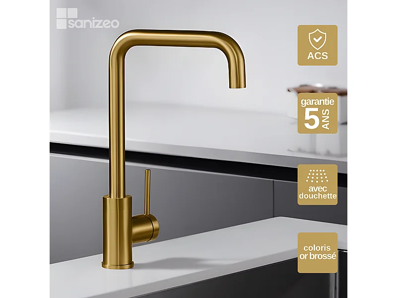 Mitigeur Évier Cuisine or brossé - Design moderne – LOIRA IMEX
