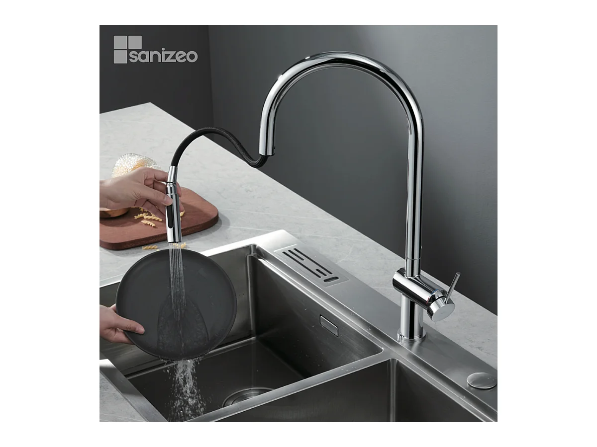 Mitigeur Évier Cuisine avec douchette extractible chromé - Design moderne – BERNA IMEX