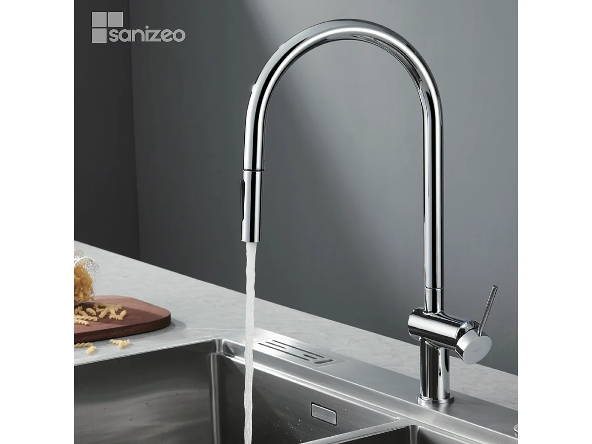 Mitigeur Évier Cuisine avec douchette extractible chromé - Design moderne – BERNA IMEX