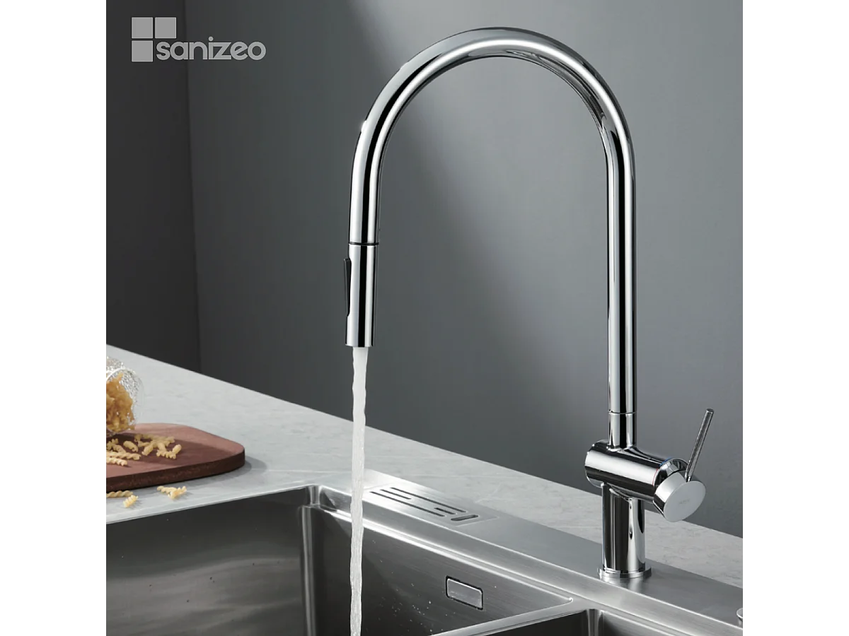 Mitigeur Évier Cuisine avec douchette extractible chromé - Design moderne – BERNA IMEX