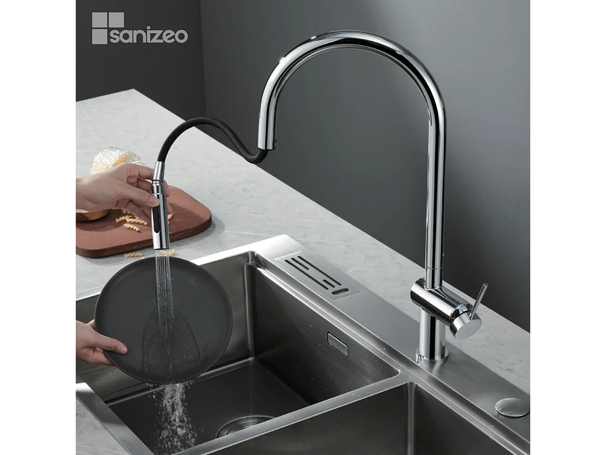 Mitigeur Évier Cuisine avec douchette extractible chromé - Design moderne – BERNA IMEX