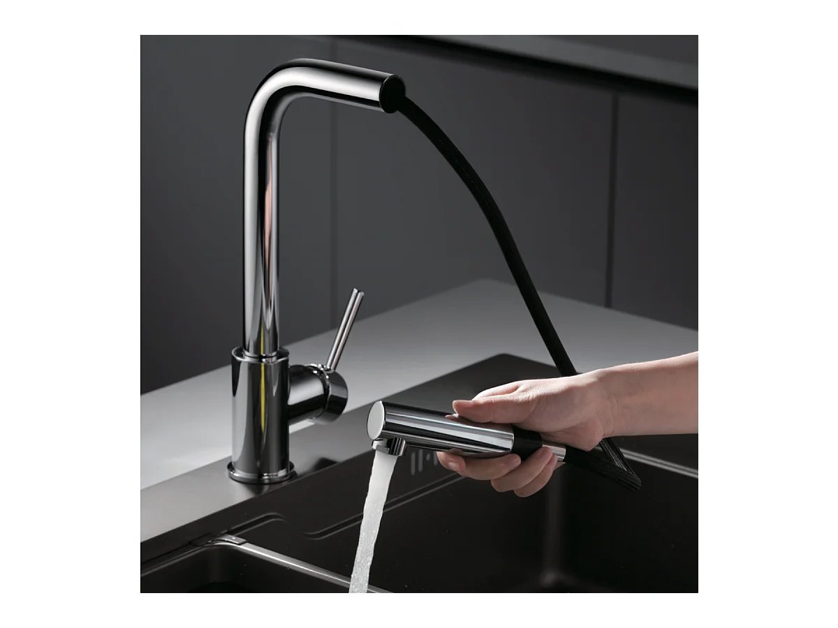 Mitigeur Évier Cuisine avec douchette extractible chromé - Design moderne – MALTA IMEX