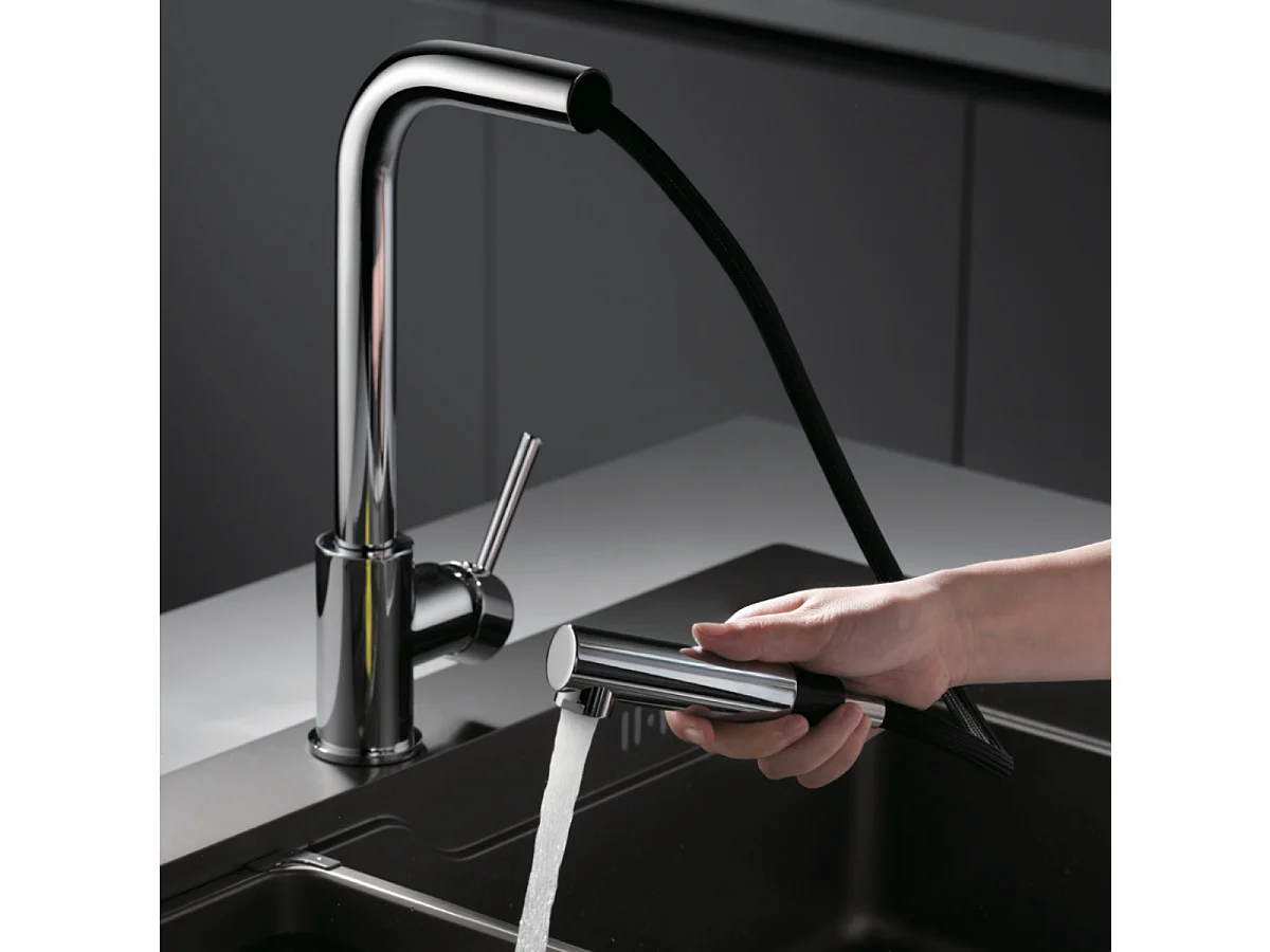 Mitigeur Évier Cuisine avec douchette extractible chromé - Design moderne – MALTA IMEX