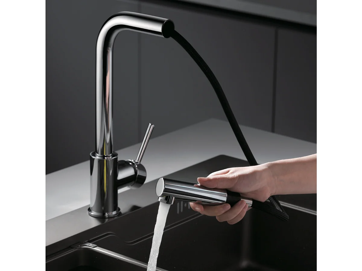 Mitigeur Évier Cuisine avec douchette extractible chromé - Design moderne – MALTA IMEX