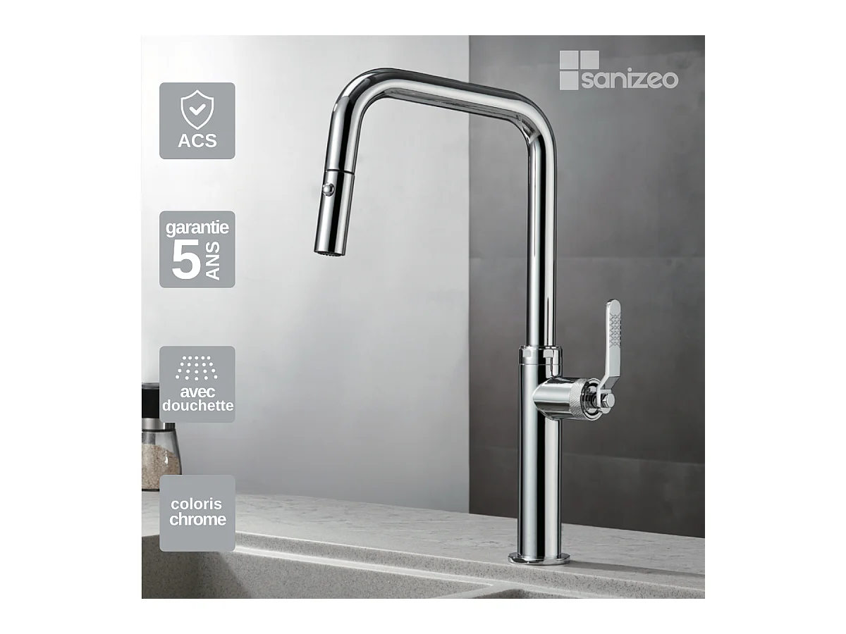 Mitigeur Évier Cuisine avec douchette extractible chromé - Design moderne – NIZA IMEX