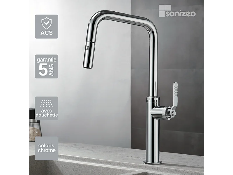 Mitigeur Évier Cuisine avec douchette extractible chromé - Design moderne – NIZA IMEX