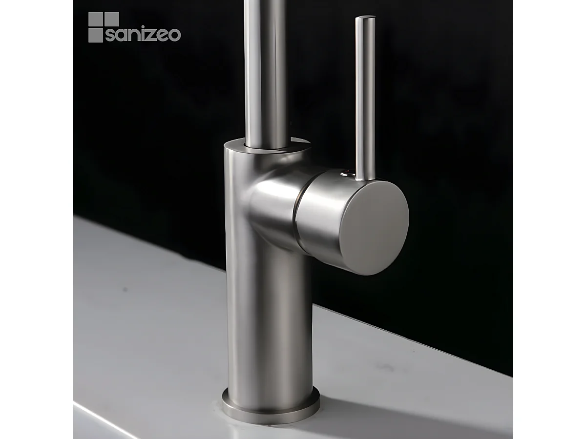 Mitigeur Évier Cuisine avec douchette extractible niquel brossé - Design moderne – KENIA IMEX