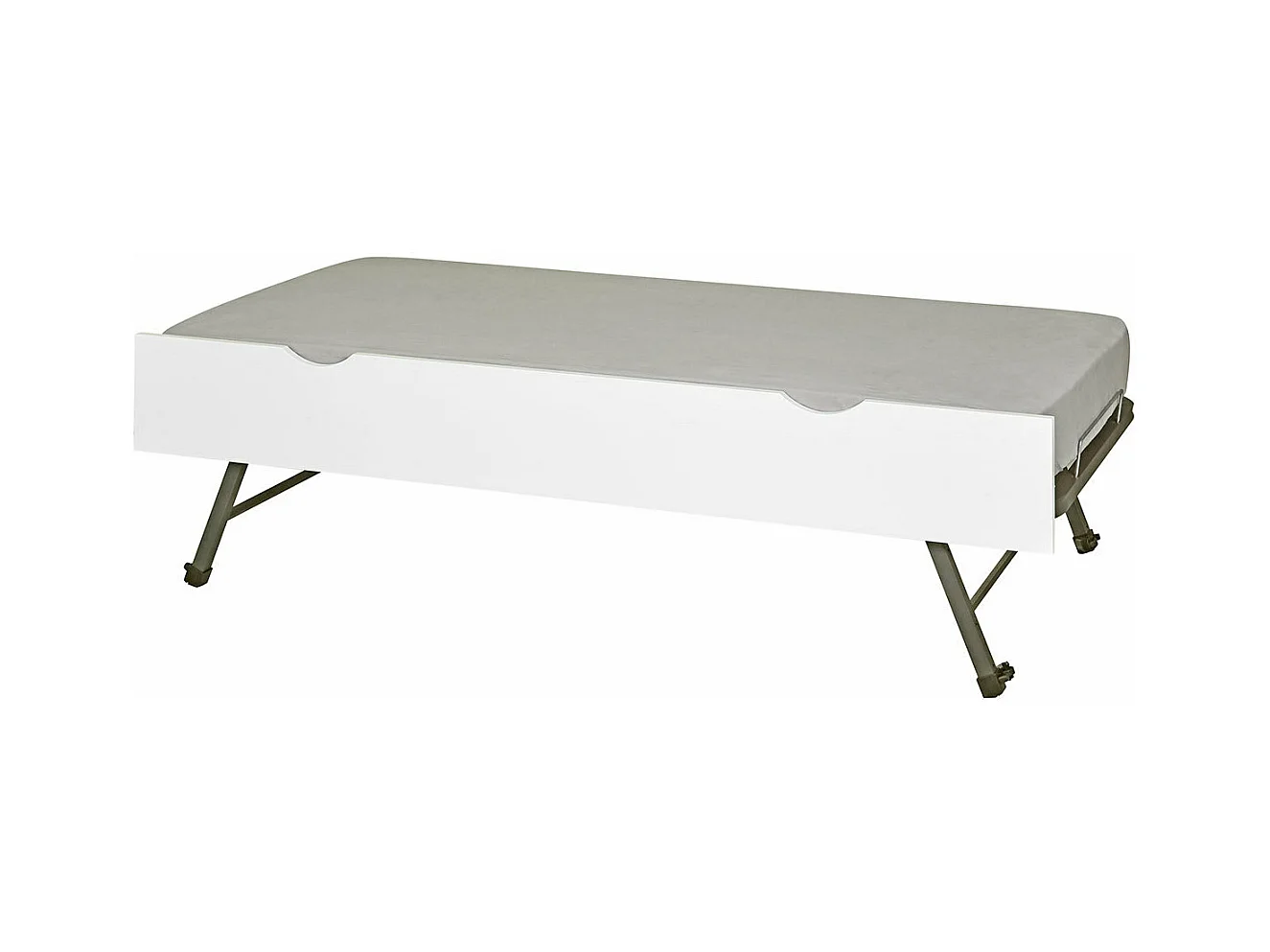 Sommier gigogne avec façade 2 mains 90x200 cm bois massif blanc MAKURIA