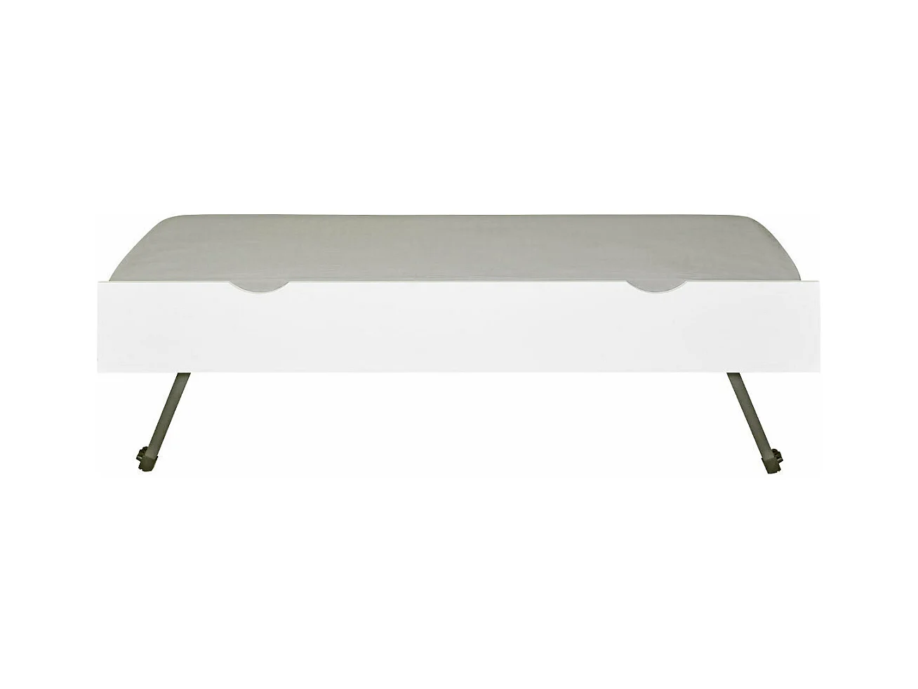 Sommier gigogne avec façade 2 mains 90x200 cm bois massif blanc MAKURIA