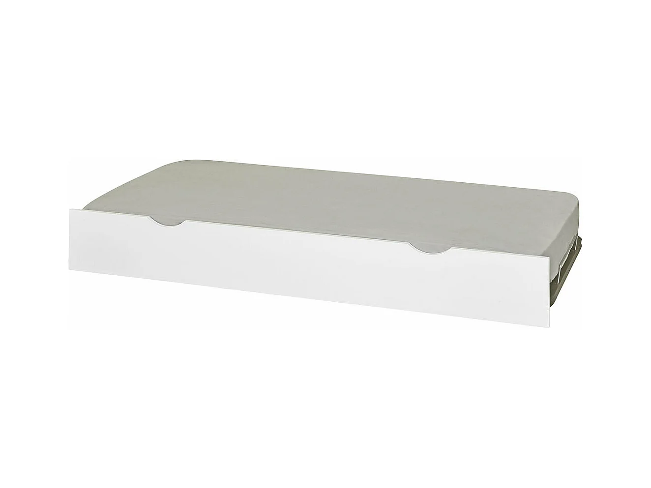 Sommier gigogne avec façade 2 mains 90x200 cm bois massif blanc MAKURIA