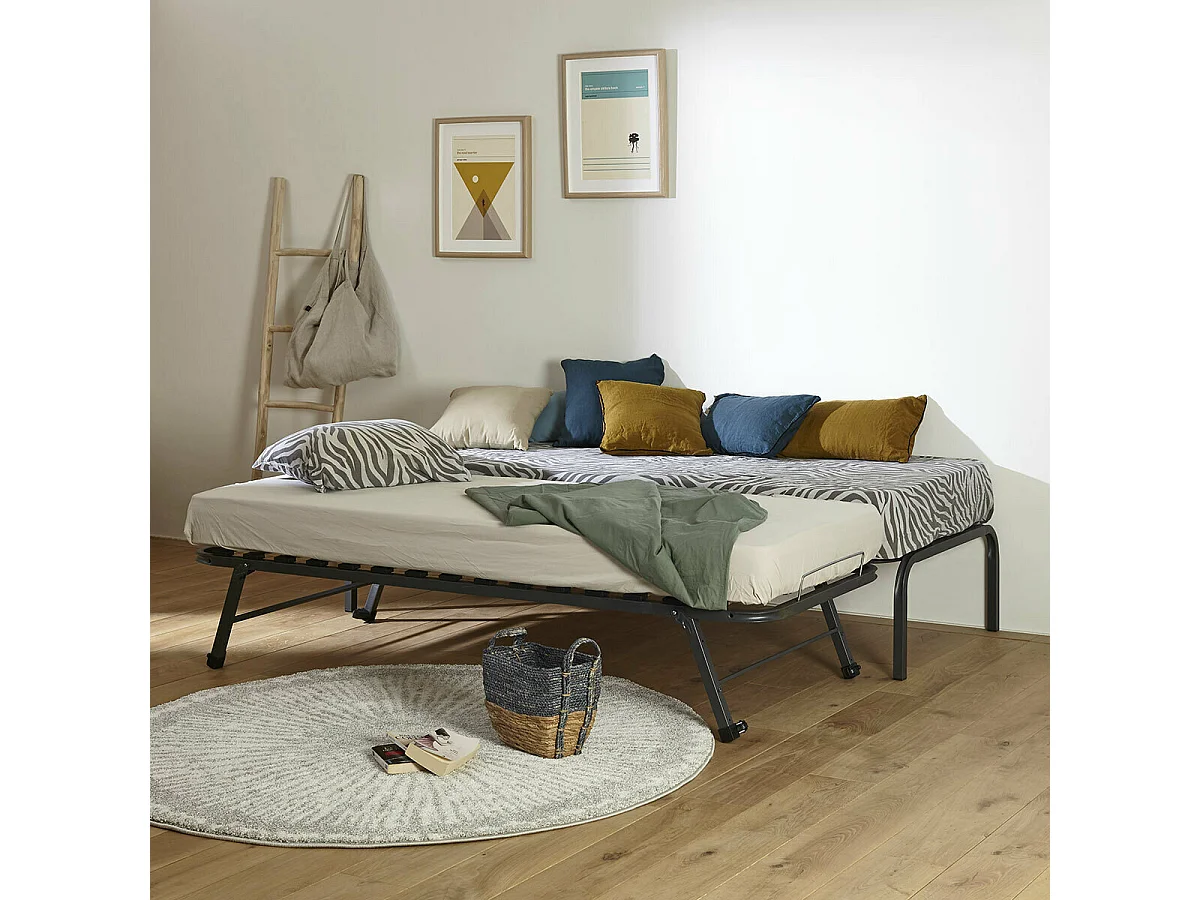 Sommier gigogne 70x190 cm metal gris STRATA