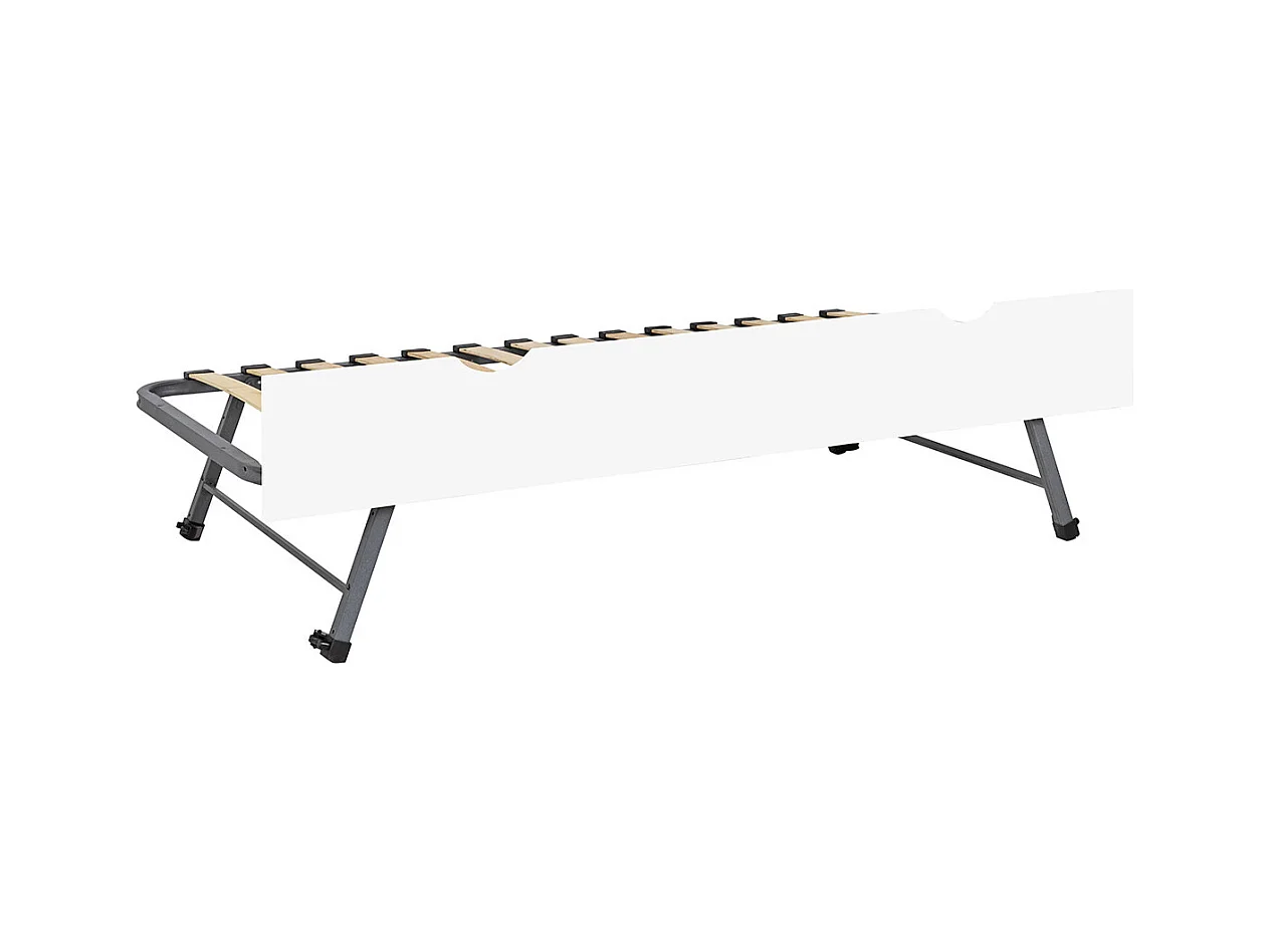 Ensemble sommier gigogne avec façade 90x190 cm panneaux de fibres blanc KALA