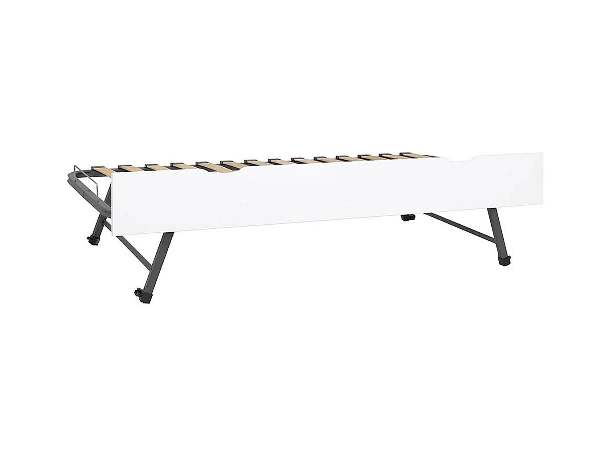 Sommier gigogne avec façade 2 mains 90x190 cm bois massif blanc MAKURIA