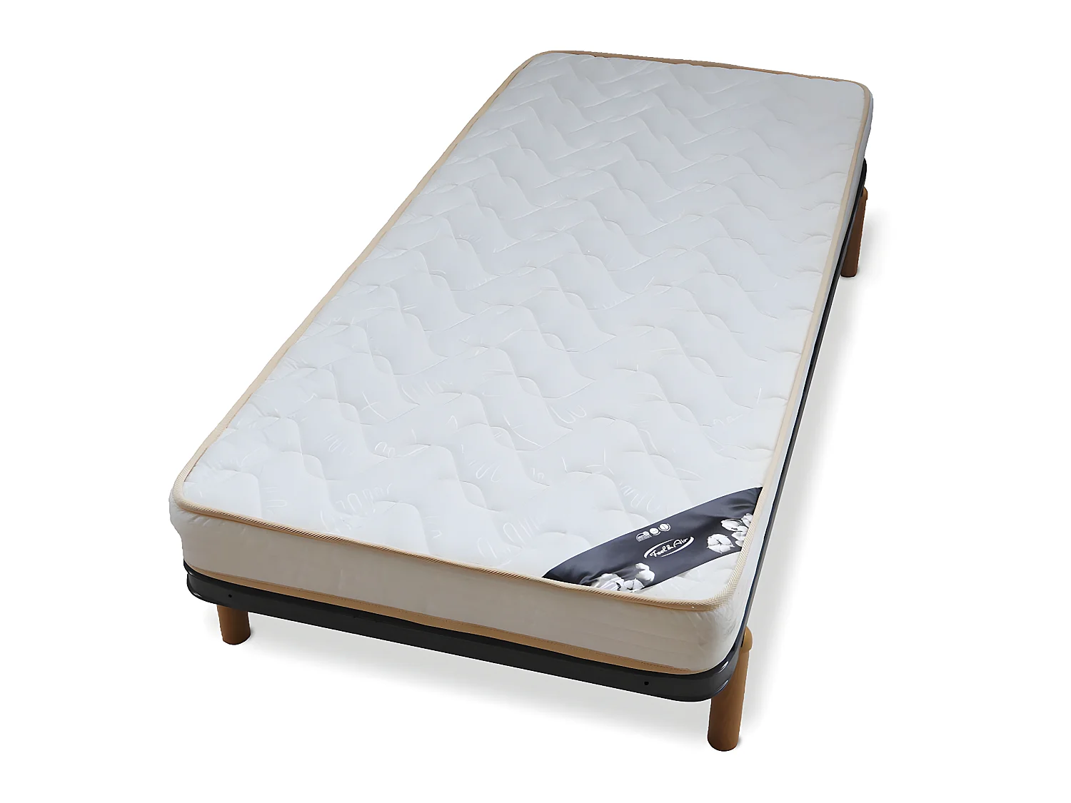 Pack sommier avec pieds et matelas 90x200 cm metal gris MIRA