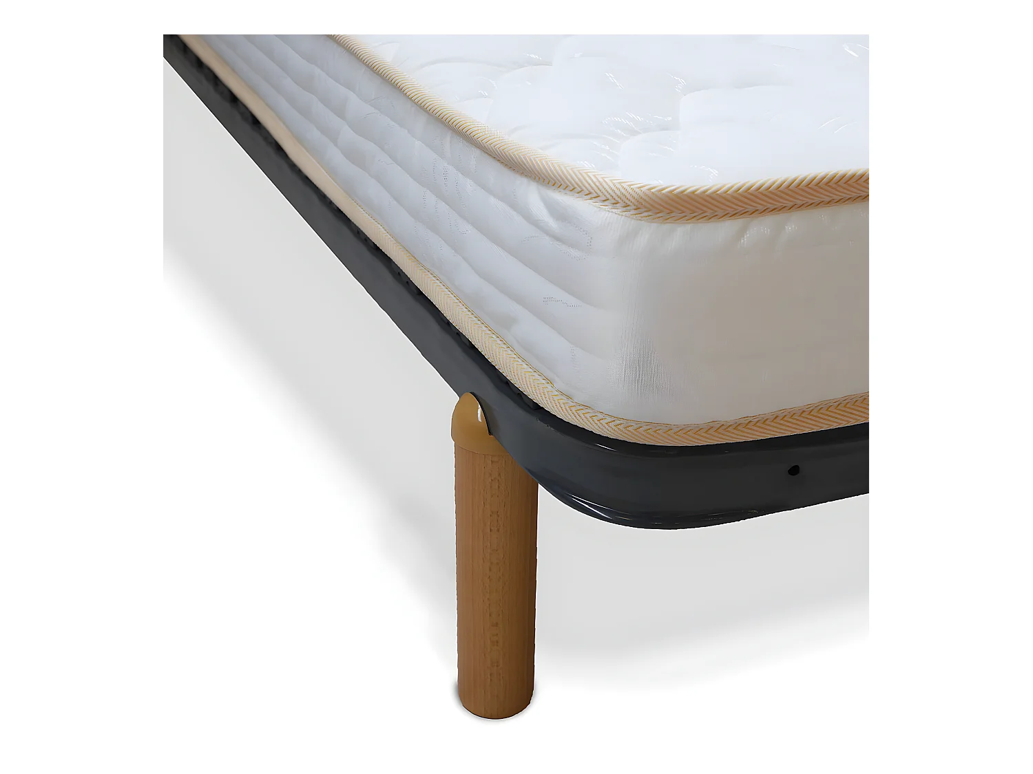 Pack sommier avec pieds et matelas 90x200 cm metal gris MIRA