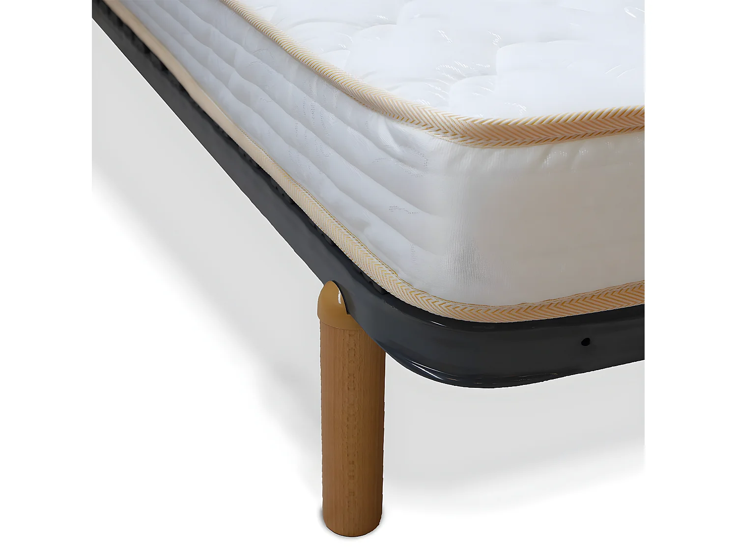 Pack sommier avec pieds et matelas 90x200 cm metal gris MIRA