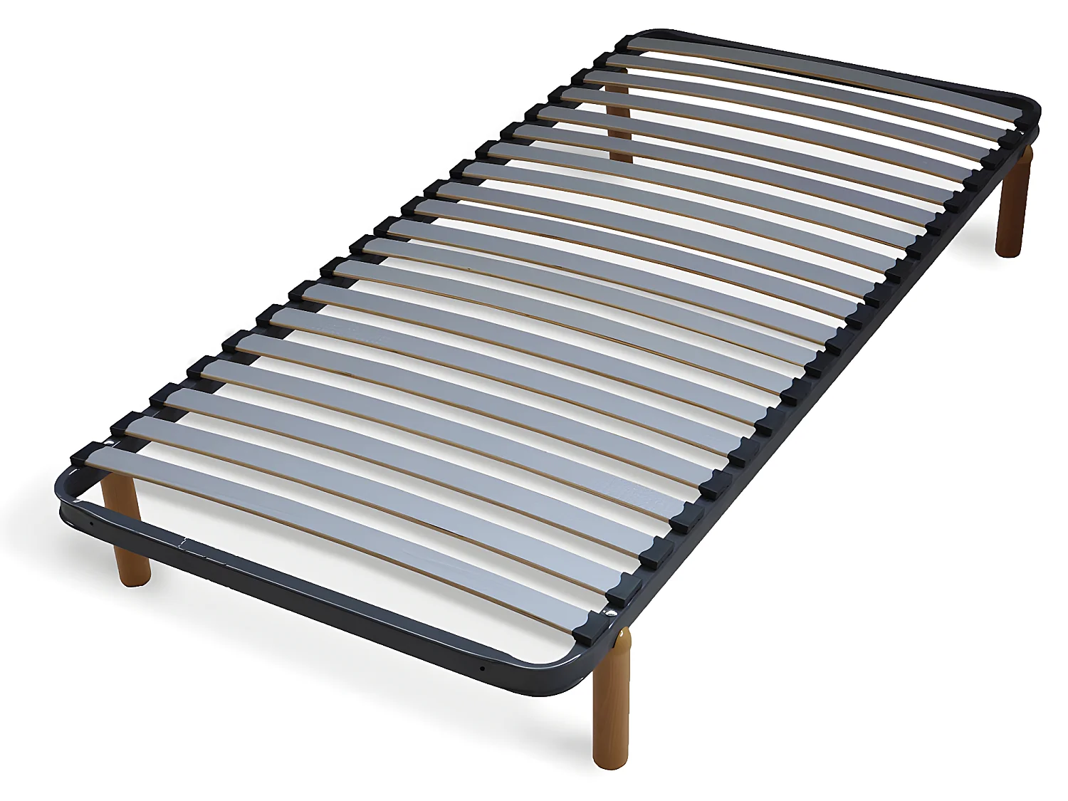 Pack sommier avec pieds et matelas 90x200 cm metal gris MIRA