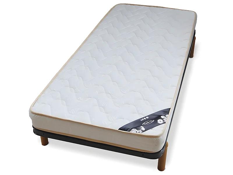 Pack sommier avec pieds et matelas 90x200 cm metal gris MIRA