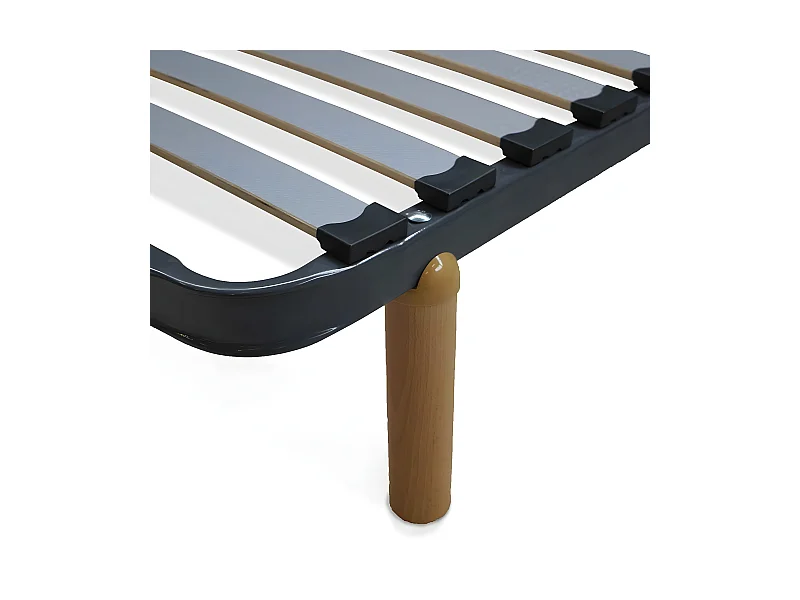 Sommier avec pieds 90x190 cm metal gris MIRA