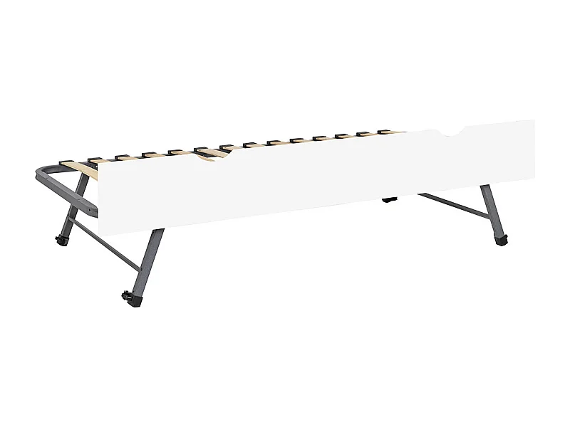 Ensemble sommier gigogne avec façade 80x190 cm panneaux de fibres blanc KALA