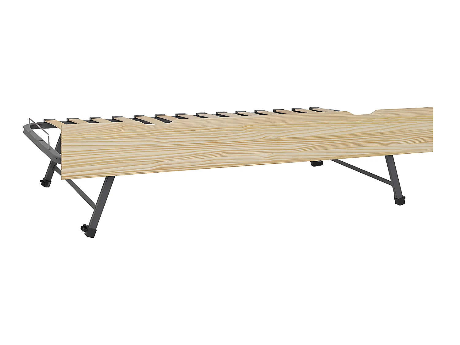 Sommier gigogne avec façade 2 mains 90x200 cm bois massif bois naturel MAKURIA