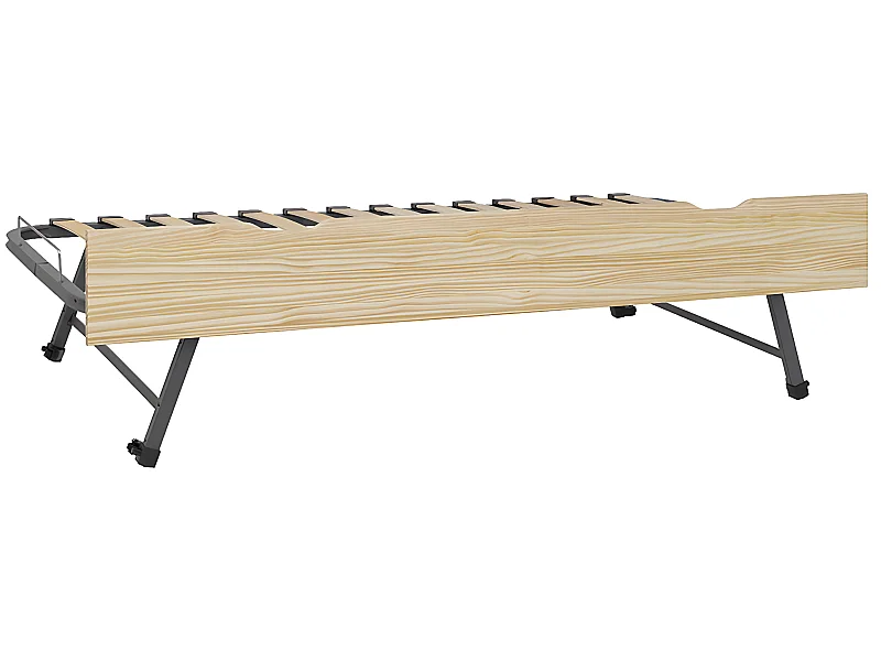 Sommier gigogne avec façade 2 mains 90x200 cm bois massif bois naturel MAKURIA