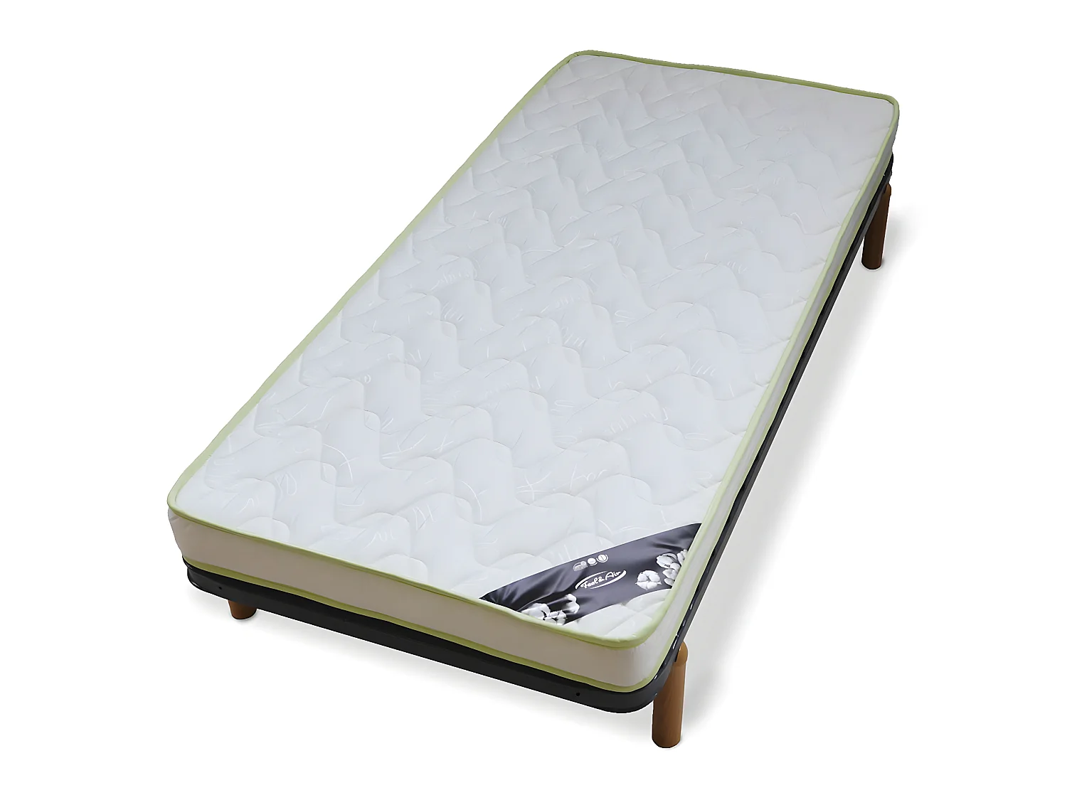 Pack sommier avec pieds et matelas 90x190 cm metal gris MIRA