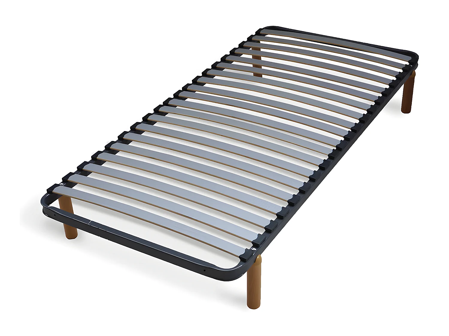 Pack sommier avec pieds et matelas 90x190 cm metal gris MIRA