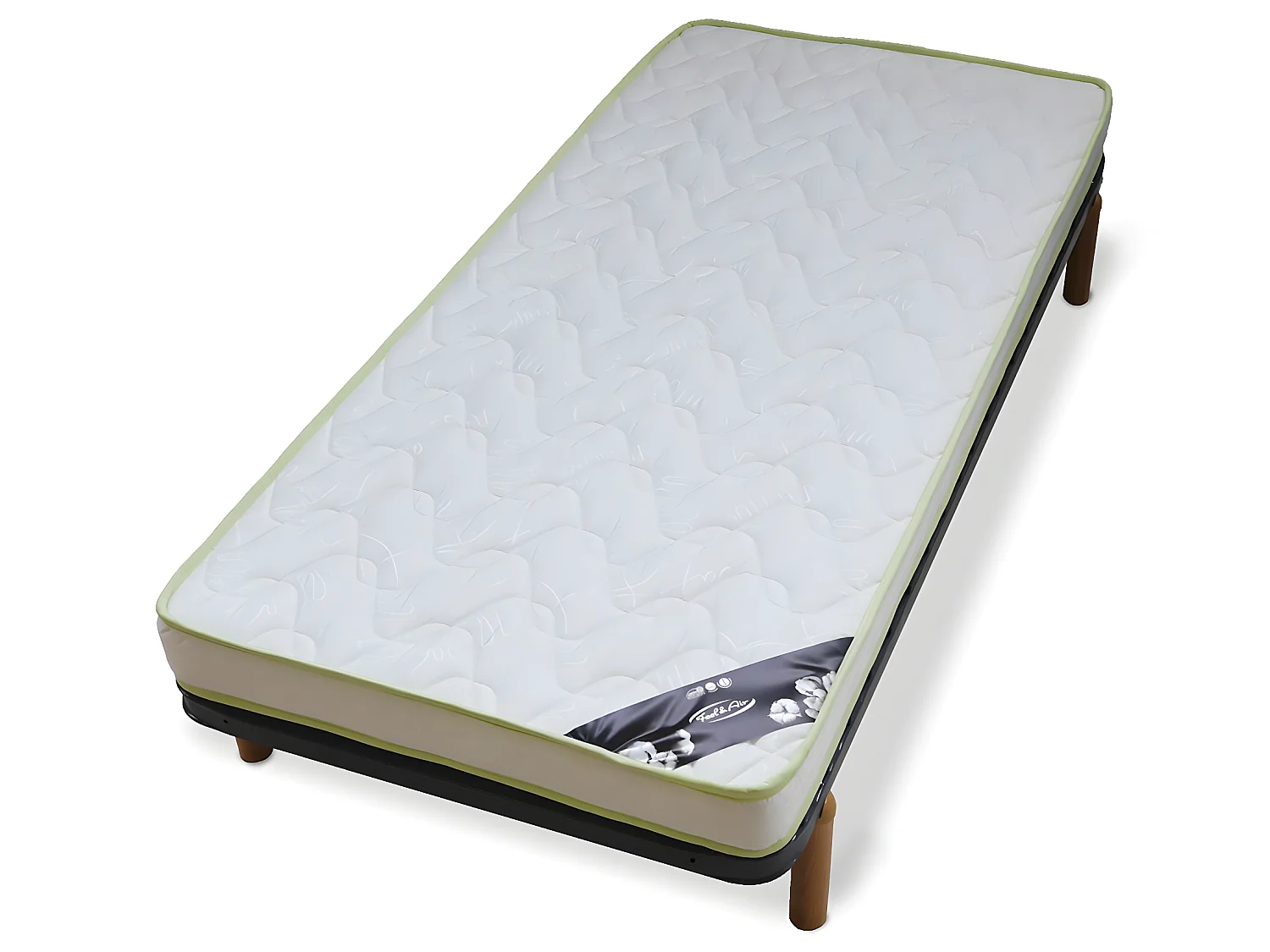 Pack sommier avec pieds et matelas 90x190 cm metal gris MIRA