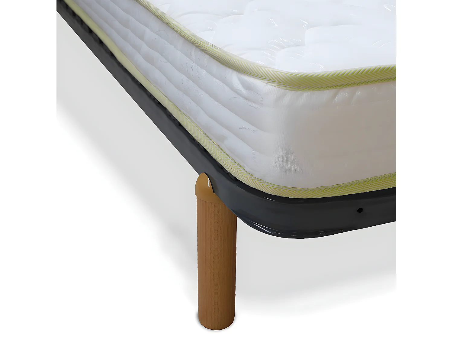 Pack sommier avec pieds et matelas 90x190 cm metal gris MIRA