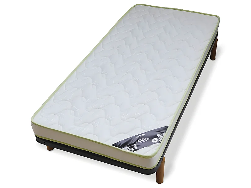 Pack sommier avec pieds et matelas 90x190 cm metal gris MIRA