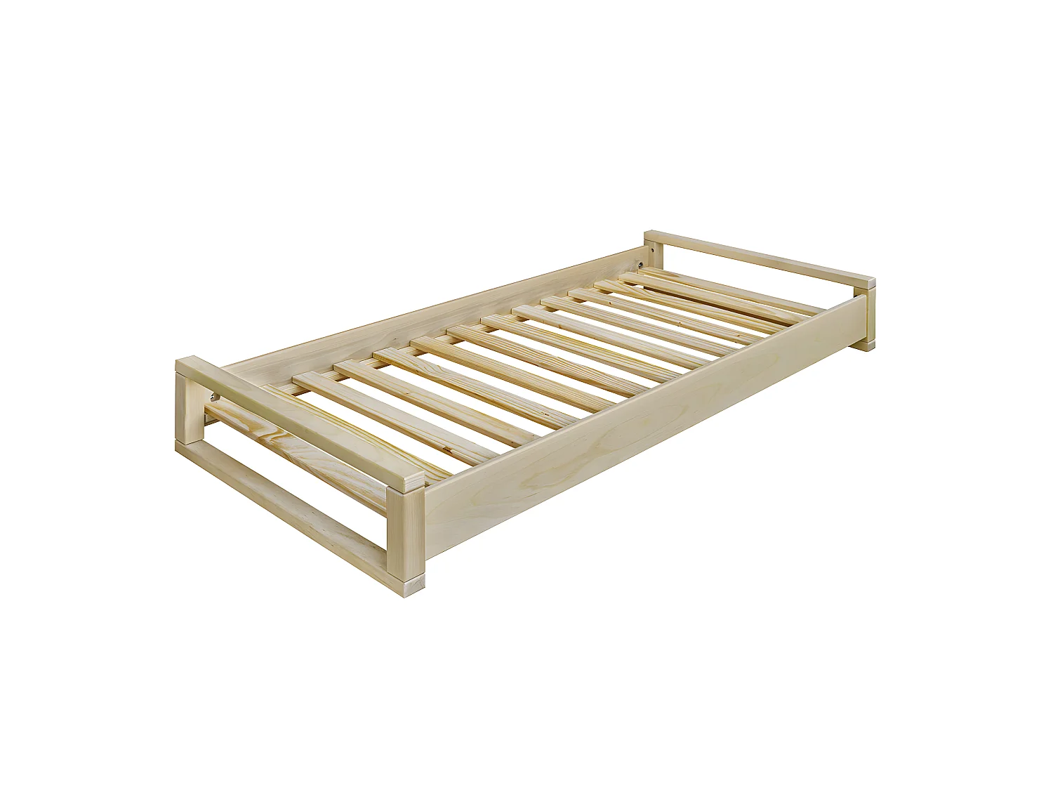 Pack lit empilable avec matelas 90x190 cm bois massif bois POKA