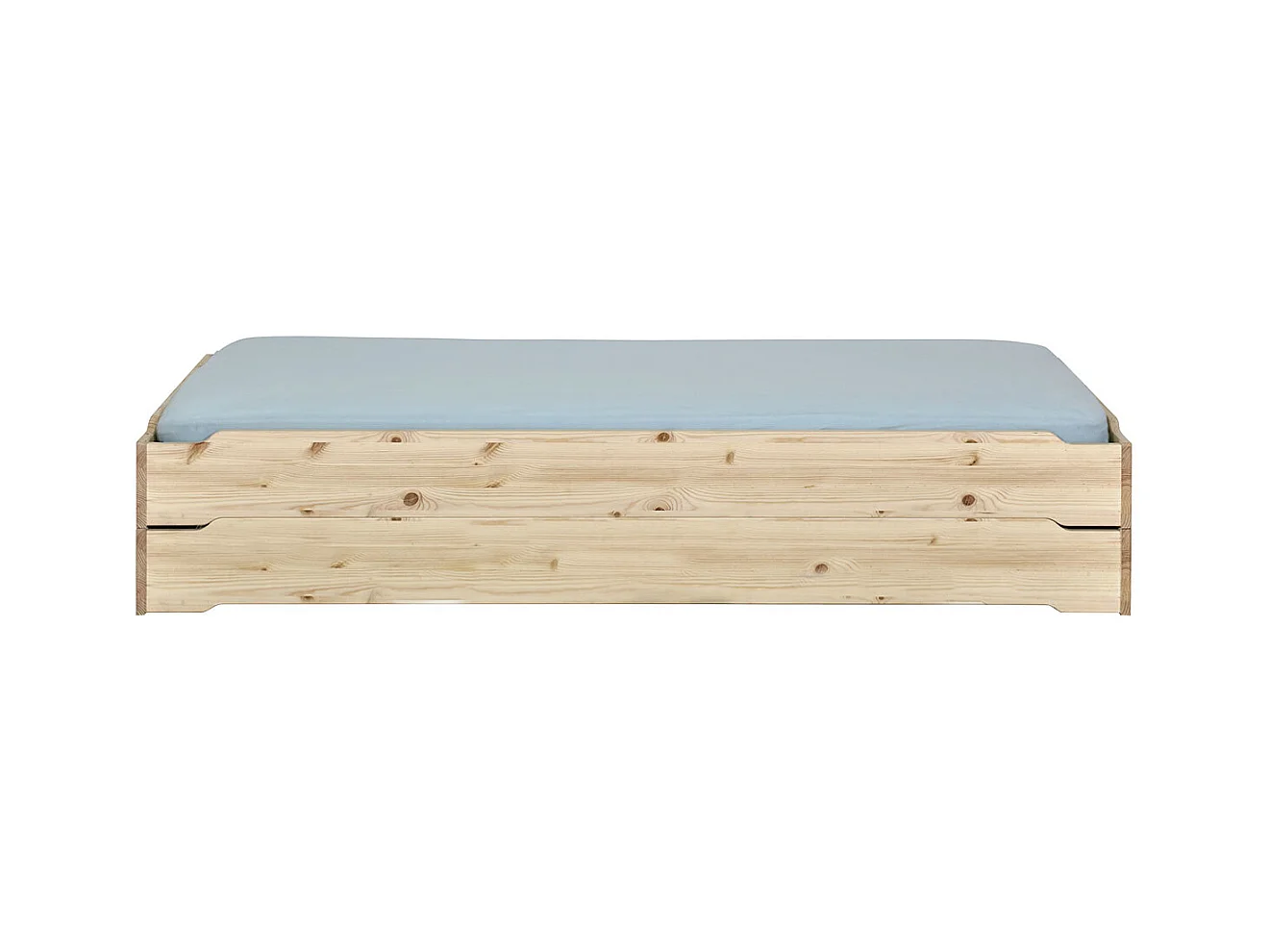 Pack 2 lits empilables 90x190 cm bois massif bois naturel JELLY