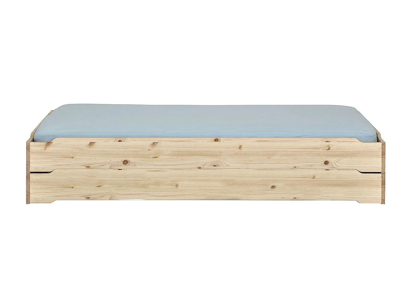Pack 2 lits empilables 90x190 cm bois massif bois naturel JELLY