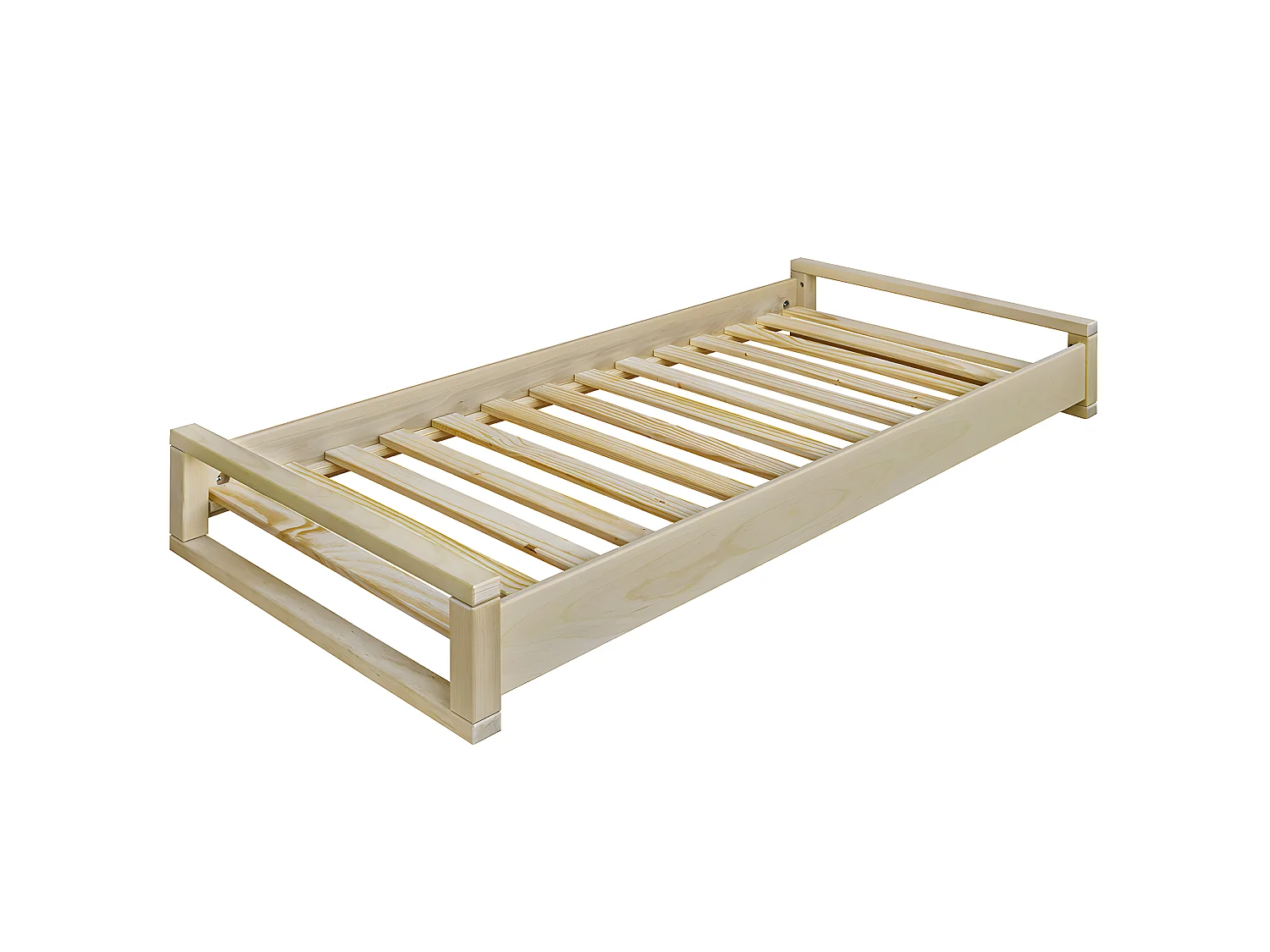 Pack lit empilable avec matelas 90x200 cm bois massif bois POKA