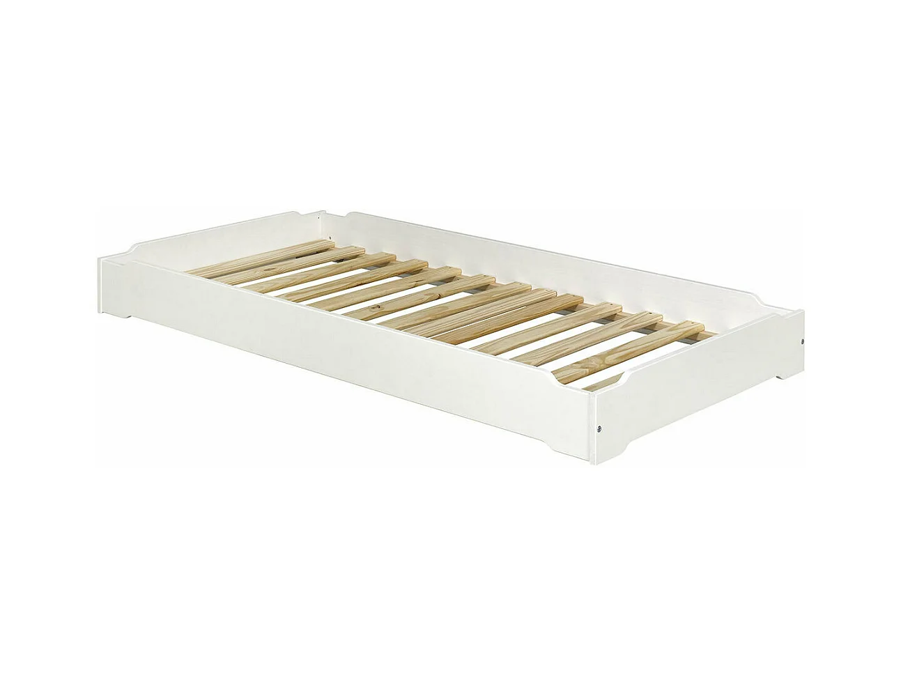 Pack 2 lits empilables 90x190 cm bois massif blanc JELLY