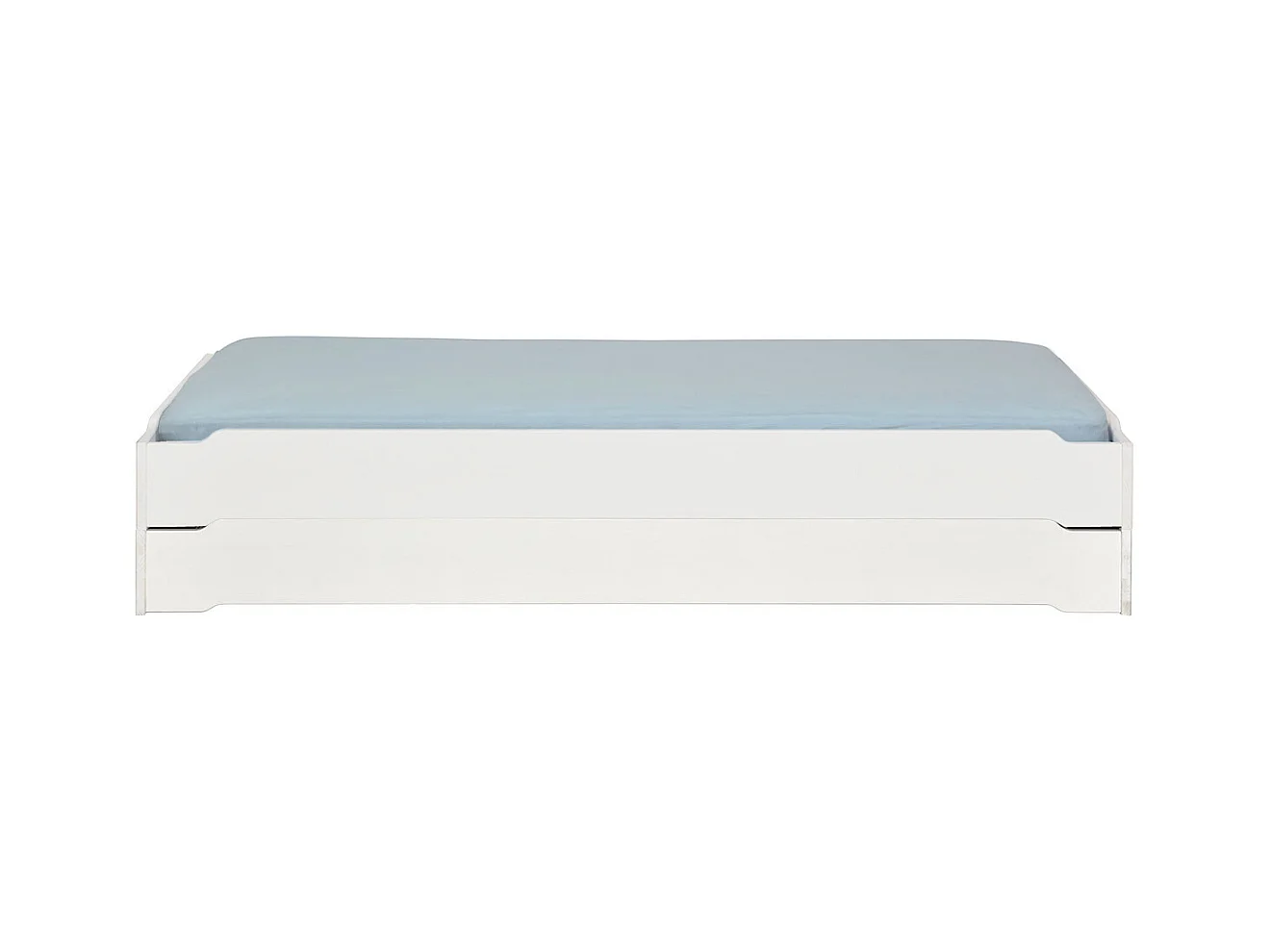 Pack 2 lits empilables 90x190 cm bois massif blanc JELLY