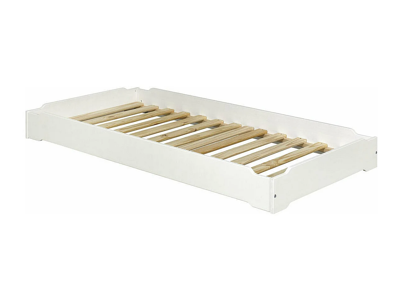 Pack 2 lits empilables 90x190 cm bois massif blanc JELLY