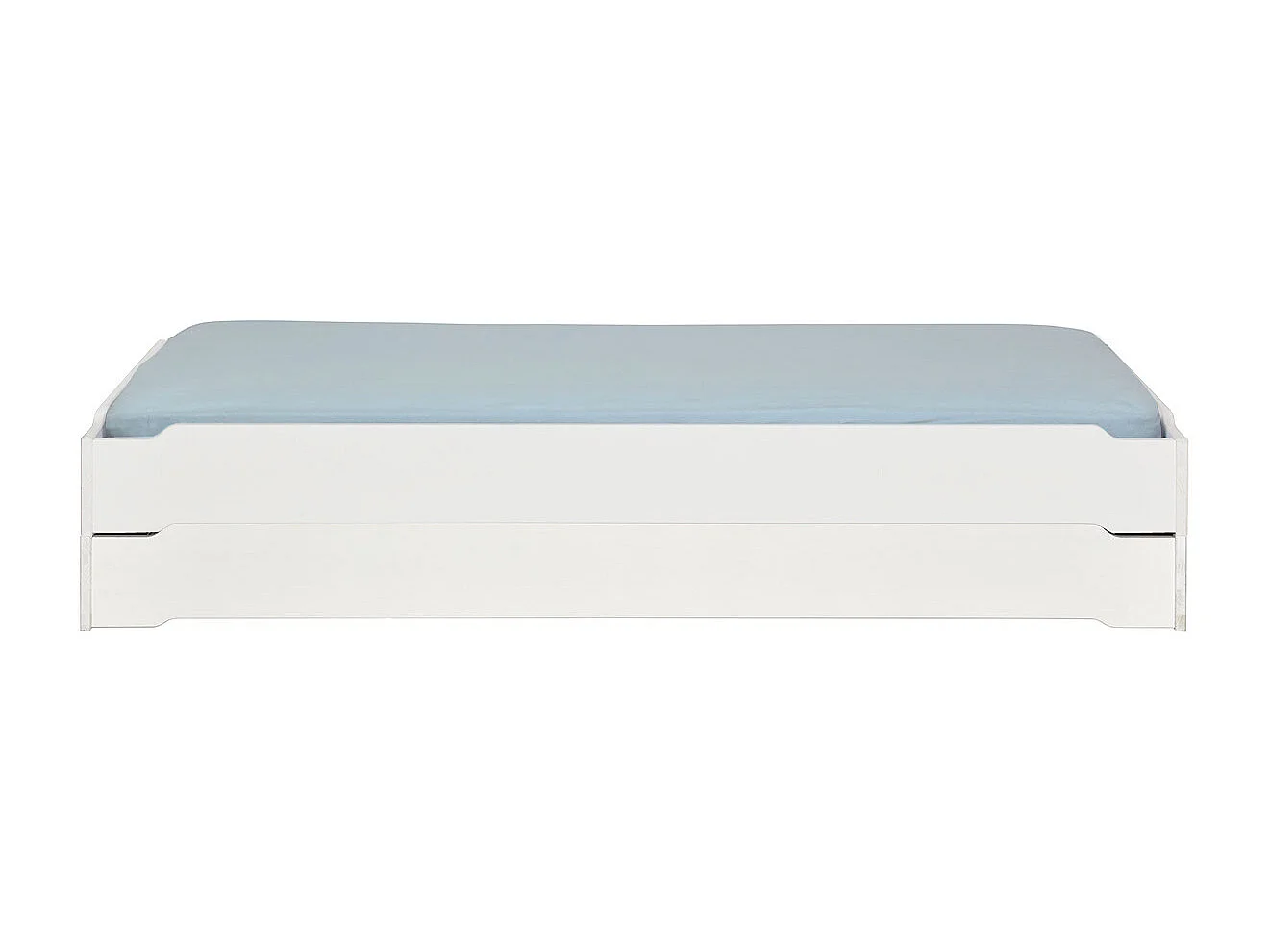 Pack 2 lits empilables 90x190 cm bois massif blanc JELLY