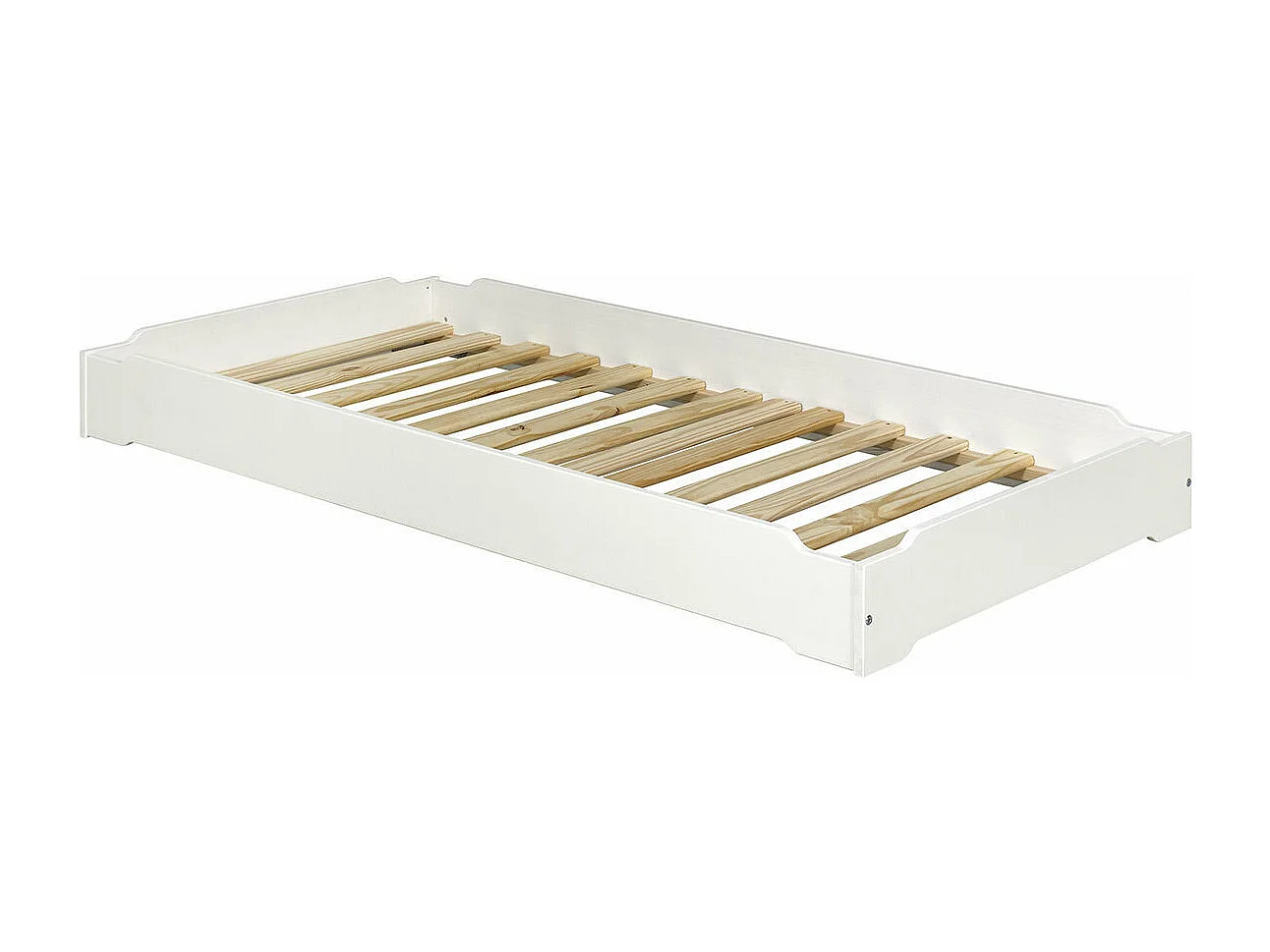 Pack 2 lits empilables 90x190 cm bois massif blanc JELLY