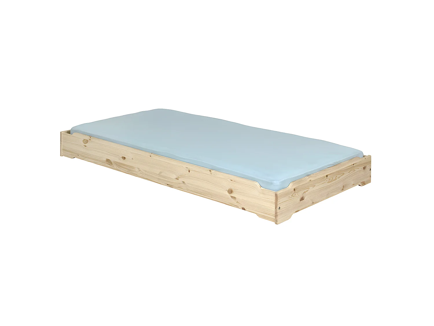 Pack 2 lits empilables et 2 matelas 90x190 cm bois massif bois naturel JELLY