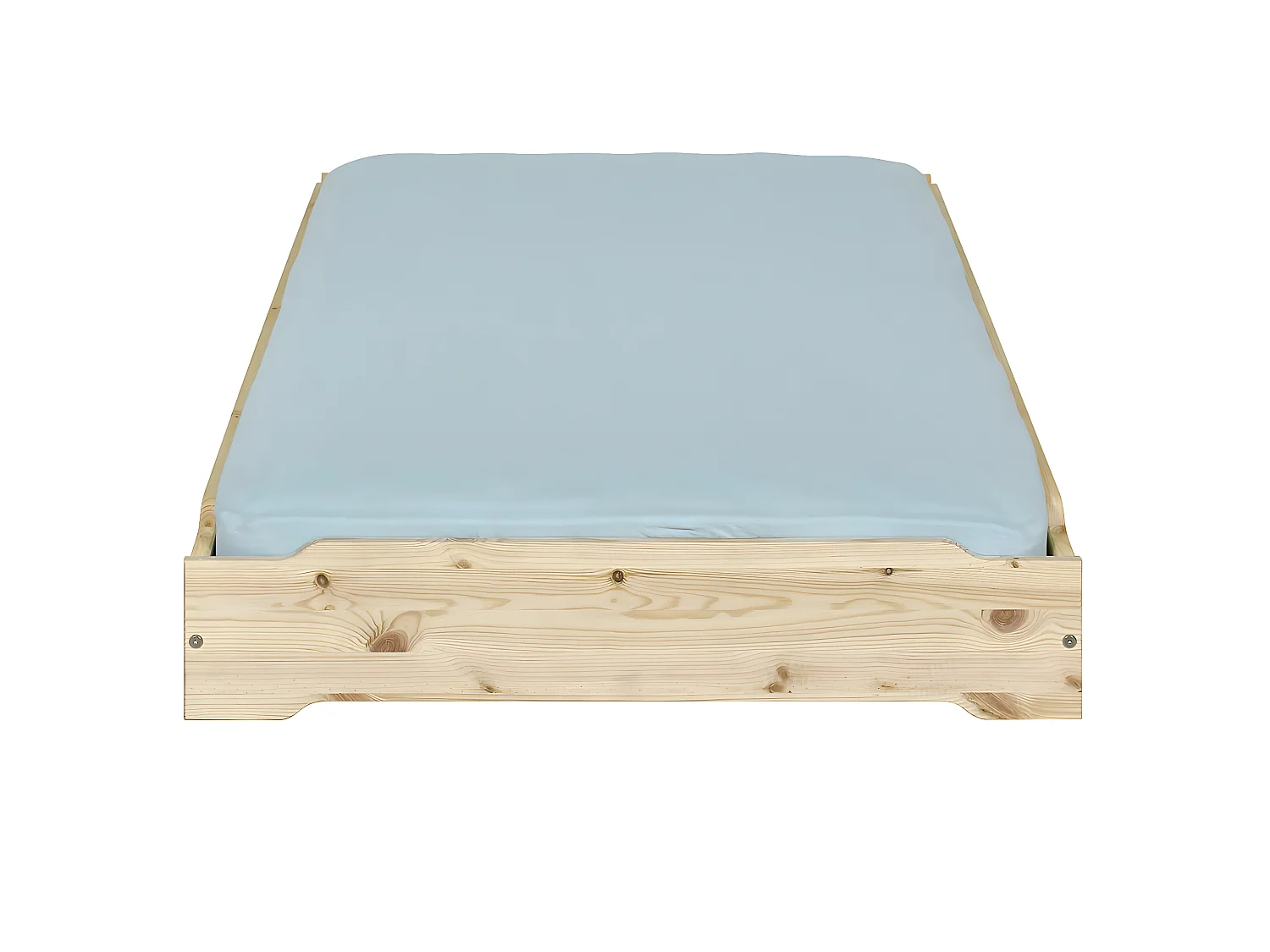 Pack 2 lits empilables et 2 matelas 90x190 cm bois massif bois naturel JELLY